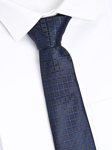 NAVY MOSAIC JACQUARD NECKTIE