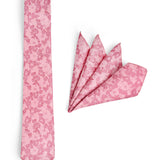 PINK FLORAL TIE WITH POCKET SQUARE