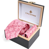 PINK FLORAL TIE WITH POCKET SQUARE