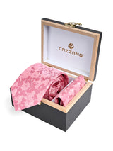 PINK FLORAL TIE WITH POCKET SQUARE
