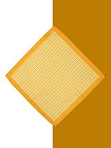 Mustard yellow pocket square with fine white geometric pattern