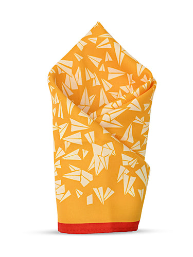 YELLOW PRINTED POCKET SQUARE