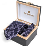 PURPLE PATCHWORK TIE WITH POCKET SQUARE