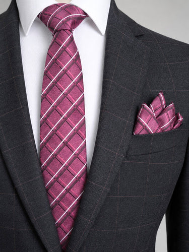 CHECKERED TIE WITH POCKET SQUARE