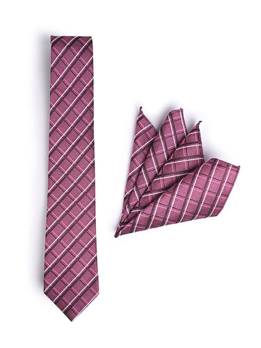 CHECKERED TIE WITH POCKET SQUARE