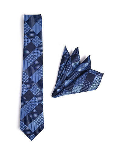 ROYAL BLUE TIE WITH POCKET SQUARE