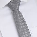 SILVER GREY CHECKERED TIE 