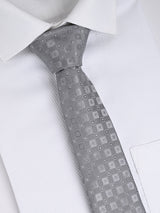 SILVER GREY CHECKERED TIE 