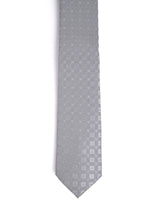 SILVER GREY CHECKERED TIE