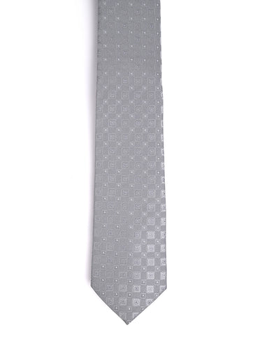 SILVER GREY CHECKERED TIE
