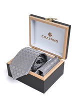 SILVER TIE WITH POCKET SQUARE