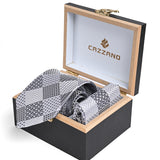 SILVER GREY TIE WITH POCKET SQUARE