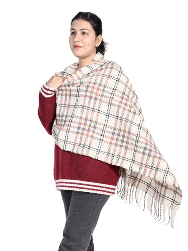 WOMENS BEIGE CHECKED STOLE