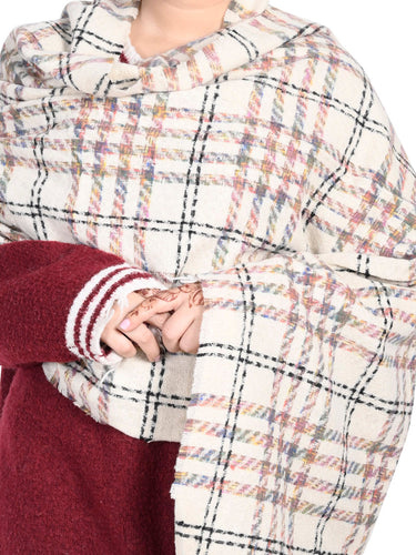 WOMENS BEIGE CHECKED STOLE