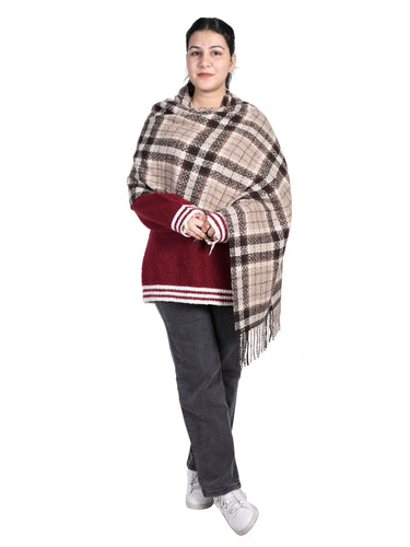WOMENS BROWN CHECKED STOLE