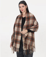 womens beige and brown checked stole