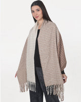 womens beige woven design stole