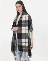 womens white and black checked stole