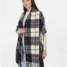 womens white and black checked stole