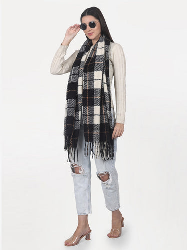 WOMENS WHITE AND BLACK CHECKED STOLE