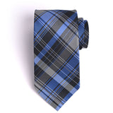 BLUE & GREY PLAID CHECK TIE SET