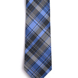 BLUE & GREY PLAID CHECK TIE SET