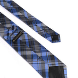 BLUE & GREY PLAID CHECK TIE SET